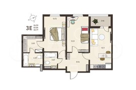 2-к. квартира, 64,8 м², 16/18 эт.