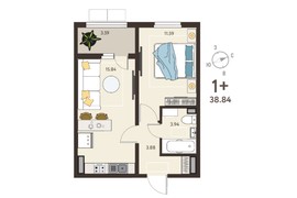 1-ком. кв., 38,84 м², 8/17 эт.