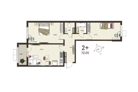 2-ком. кв., 69,81 м², 8/17 эт.
