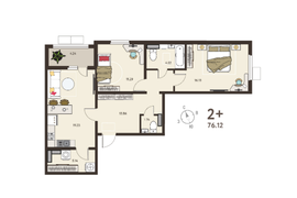 2-ком. кв., 74 м², 11/17 эт.