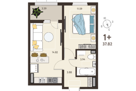 1-ком. кв., 36,03 м², 6/17 эт.