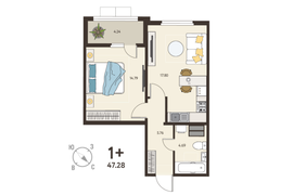 1-ком. кв., 45,16 м², 7/18 эт.