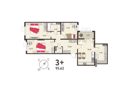 3-ком. кв., 93,5 м², 10/18 эт.