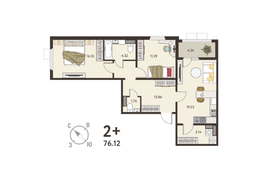 2-ком. кв., 74 м², 5/18 эт.