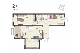 2-ком. кв., 72,12 м², 3/18 эт.