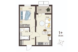 1-ком. кв., 37,05 м², 14/18 эт.