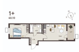 1-ком. кв., 37,97 м², 3/18 эт.