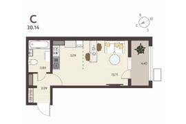 Студия 27,94 м², 6/18 эт.