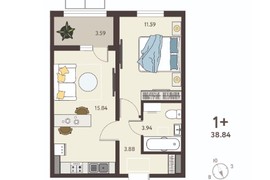 1-ком. кв., 37,05 м², 13/18 эт.