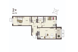 2-ком. кв., 64,53 м², 17/18 эт.