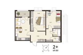 2-ком. кв., 67,68 м², 1/18 эт.