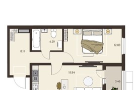 1-ком. кв., 42,8 м², 1/18 эт.