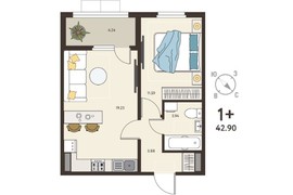 1-ком. кв., 42,9 м², 10/18 эт.
