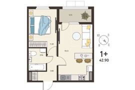 1-ком. кв., 42,9 м², 15/18 эт.
