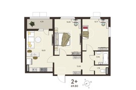 2-ком. кв., 67,68 м², 11/17 эт.