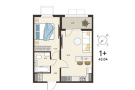 1-ком. кв., 40,85 м², 13/17 эт.
