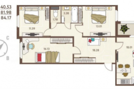 3-к. квартира, 84,2 м², 16/17 эт.