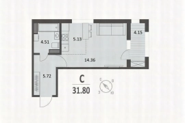 Студия 31,8 кв.м.