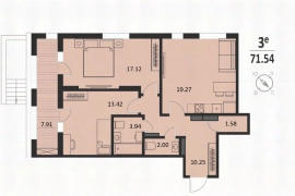 2-к. квартира, 71.5 м², 1/16 эт.