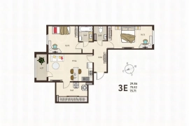 2-ком. кв. 75.7 кв.м., 2/18 эт.