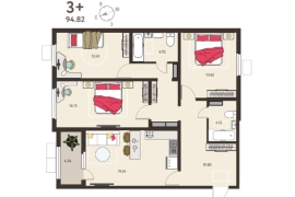 3-ком. кв., 92,7 м², 8/17 эт.