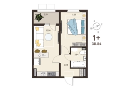 1-ком. кв., 38,84 м², 8/17 эт.