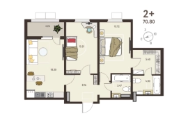 2-ком. кв., 68,68 м², 8/17 эт.