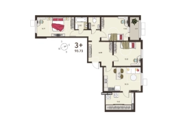 3-ком. кв., 91,6 м², 6/17 эт.