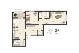 2-ком. кв., 74 м², 11/17 эт.