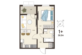 1-ком. кв., 37,05 м², 10/18 эт.