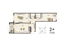 2-ком. кв., 69,81 м², 7/18 эт.
