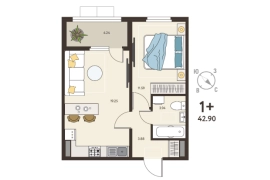 1-ком. кв., 40,78 м², 4/18 эт.