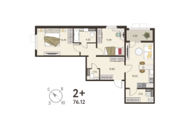 2-ком. кв., 74 м², 5/18 эт.