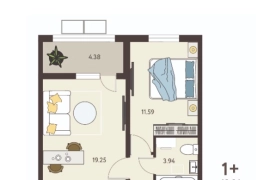 1-ком. кв., 40,85 м², 3/18 эт.