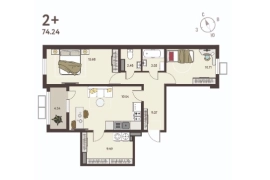2-ком. кв., 72,12 м², 3/18 эт.