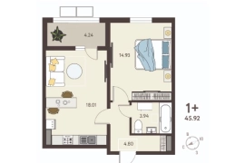 1-ком. кв., 43,8 м², 3/18 эт.