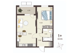 1-ком. кв., 40,85 м², 9/18 эт.