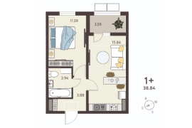 1-ком. кв., 37,05 м², 14/18 эт.