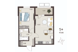 1-ком. кв., 39,54 м², 3/18 эт.