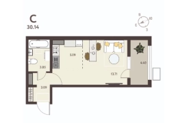 Студия 27,94 м², 6/18 эт.