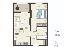 1-ком. кв., 37,05 м², 13/18 эт.
