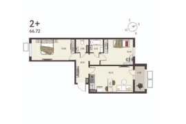 2-ком. кв., 64,53 м², 17/18 эт.