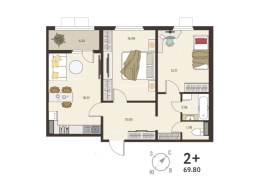 2-ком. кв., 67,68 м², 12/18 эт.