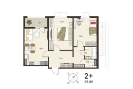 2-ком. кв., 67,68 м², 1/18 эт.