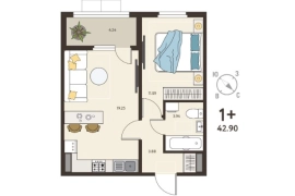 1-ком. кв., 42,9 м², 10/18 эт.