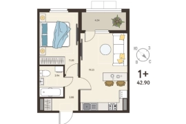 1-ком. кв., 42,9 м², 15/18 эт.