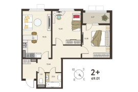 2-ком. кв., 66,88 м², 10/18 эт.