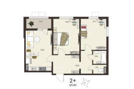 2-ком. кв., 67,68 м², 11/17 эт.