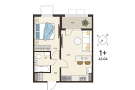 1-ком. кв., 40,85 м², 13/17 эт.
