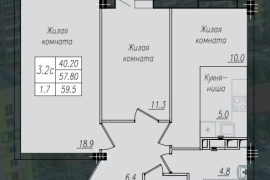2-к. квартира, 58,9 м², 10/10 эт.